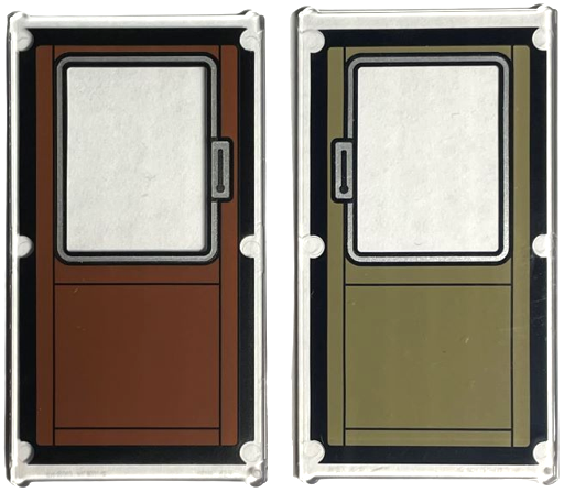 Glass for Window 1 x 4 x 6 with Reddish Brown and Dark Tan Train Door with Black Border Pattern on Both Sides
