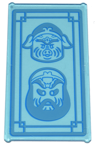 Glass for Window 1 x 4 x 6 with Blue Geometric Border and Classic Pigsy and Sandy Portraits Pattern (Sticker) - Set 80036