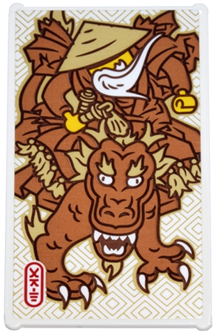 Glass for Window 1 x 4 x 6 with Sensei Wu Riding Medium Nougat and Tan Dragon and Red Ninjago Logogram 'ART' Pattern (Sticker) - Set 71799