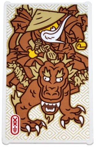 Glass for Window 1 x 4 x 6 with Sensei Wu Riding Medium Nougat and Tan Dragon and Red Ninjago Logogram 'ART' Pattern (Sticker) - Set 71799