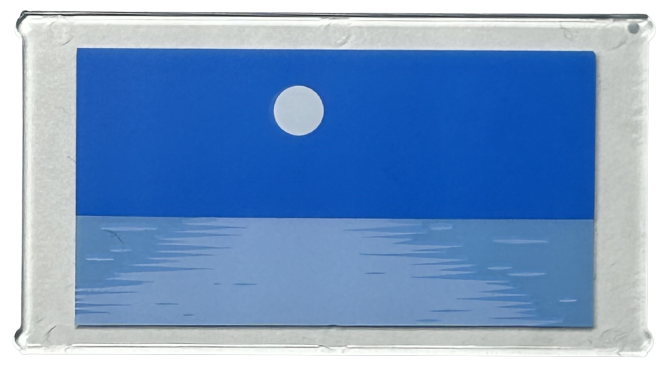 Glass for Window 1 x 4 x 6 with Blue Sky, White Moon, Bright Light Blue and Medium Blue Ocean / Sea Water Pattern