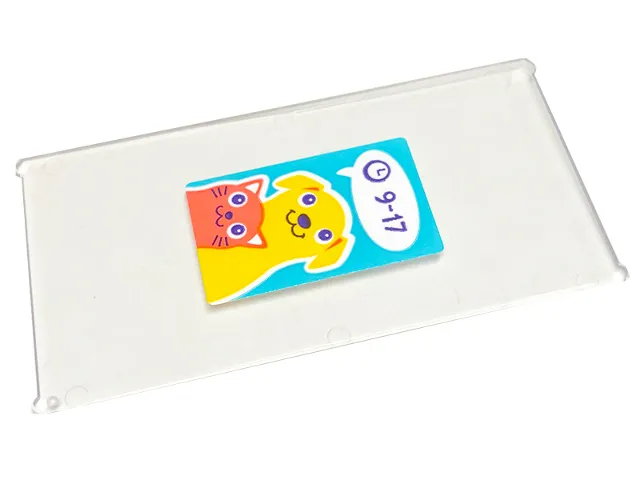 Glass for Window 1 x 4 x 6 with Coral Cat, Yellow Dog, Dark Purple '9-17' and Clock on Medium Azure Background Pattern (Sticker) - Set 41699