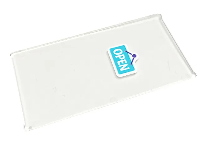 Glass for Window 1 x 4 x 6 with Medium Azure and Dark Purple 'OPEN' Sign Pattern (Sticker) - Set 41699