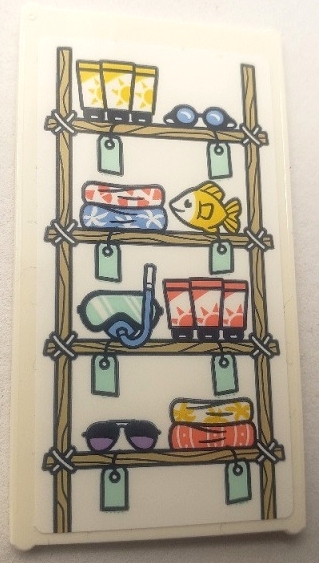 Glass For Window 1 x 4 x 6 with Wooden Shelves, Tubes of Sunscreen, Beach Towels, Goggles, Fish, Snorkel and Sunglasses with Price Tags Pattern (Sticker) - Set 41710
