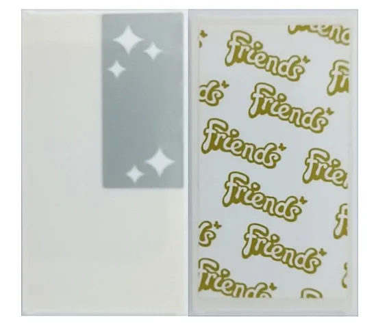 Glass for Window 1 x 4 x 6 with Gold Friends Logos and Sparkles on Light Bluish Gray Background Pattern on Both Sides (Stickers) - Set 41448