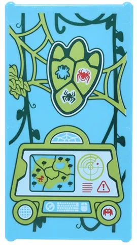 Glass for Window 1 x 4 x 6 with Lime Web, Dinosaur Foot Print, and Computer Console with Map and Keyboard, Dark Green Vines, and Spiders Pattern