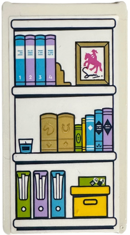 Glass for Window 1 x 4 x 6 with Bookcase with Books, Files, Picture and Storage Box Pattern (Sticker) - Set 41740