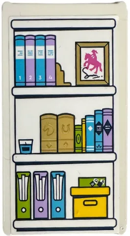 Glass for Window 1 x 4 x 6 with Bookcase with Books, Files, Picture and Storage Box Pattern (Sticker) - Set 41740