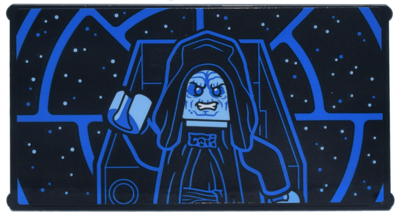 Glass for Window 1 x 4 x 6 with Blue and Bright Light Blue SW Emperor Palpatine, Round Throne Room Window, White Stars Pattern (Sticker) - Set 75419