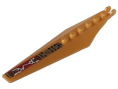 Hinge Plate 3 x 12 with Angled Side Extensions and Tapered Ends with Dark Red Electricity Danger Sign and 'HI VOLTAGE' Pattern (Sticker) - Set 8107