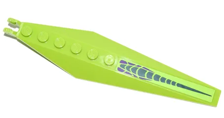 Hinge Plate 3 x 12 with Angled Side Extensions and Tapered Ends with Green and Purple Scales Pattern (Sticker) - Set 9443
