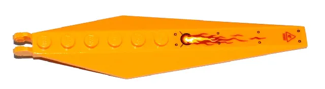 Hinge Plate 3 x 12 with Angled Side Extensions and Tapered Ends with Flames, Rivets, and Red Triangle Fire Danger Sign Pattern (Sticker) - Set 70144