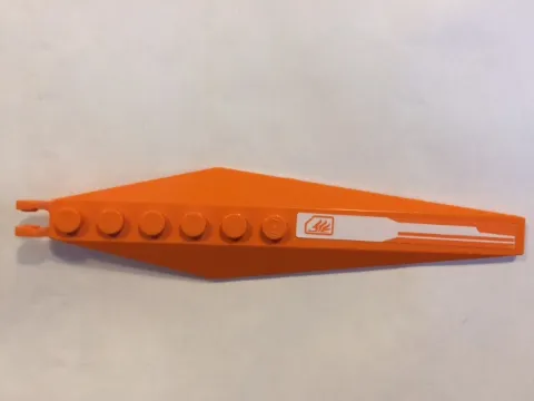 Hinge Plate 3 x 12 with Angled Side Extensions and Tapered Ends with Orange Quad Wing Pattern (Sticker) - Set 8108