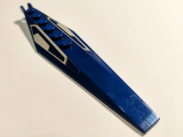 Hinge Plate 3 x 12 with Angled Side Extensions and Tapered Ends with Dark Blue Stripes on Light Bluish Gray Panels Pattern (Stickers) - Set 75199