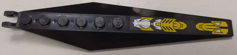 Hinge Plate 3 x 12 with Angled Side Extensions and Tapered Ends with Silver Robot Head and Yellow Armor Panels Pattern (Sticker) - Set 8117