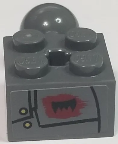 Technic, Brick Modified 2 x 2 with Ball Joint and Axle Hole without Holes in Ball with Black Fang and Bolted Plates Pattern Model Left Side (Sticker) - Set 70012-2