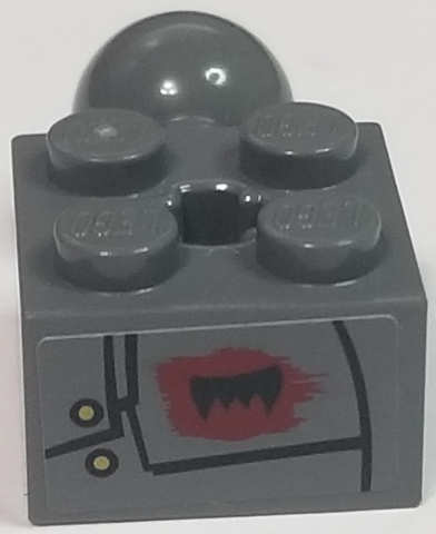 Technic, Brick Modified 2 x 2 with Ball and Axle Hole with Black Fang and Bolted Plates Pattern Model Left Side (Sticker) - Set 70012-2