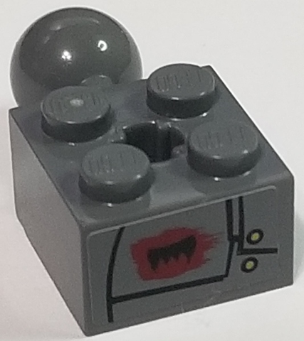 Technic, Brick Modified 2 x 2 with Ball and Axle Hole with Black Fang and Bolted Plates Pattern Model Right Side (Sticker) - Set 70012-2