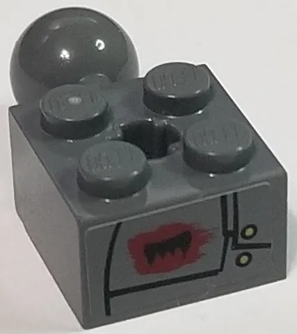 Technic, Brick Modified 2 x 2 with Ball and Axle Hole with Black Fang and Bolted Plates Pattern Model Right Side (Sticker) - Set 70012-2