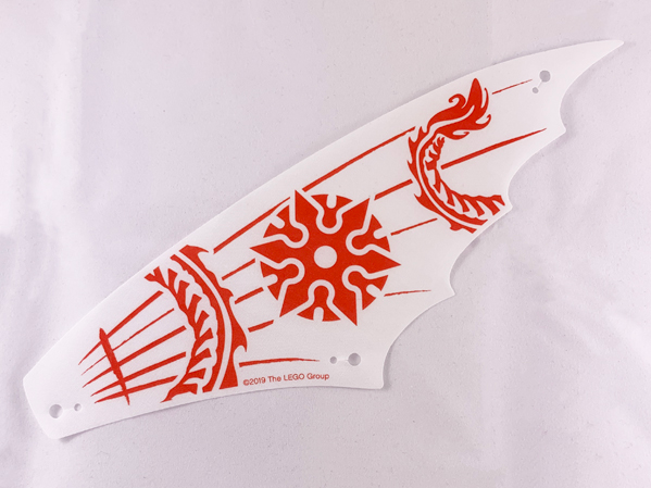 Cloth Sail 25 x 8 with Red Ribs, Oriental Dragon Tail, and Shuriken Throwing Star Pattern