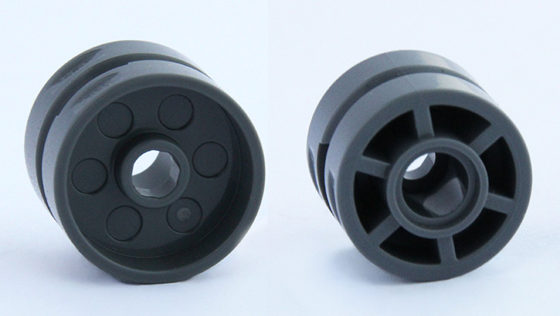 Wheel 14mm D. x 11mm with Center Groove, Fake Bolts, 6 Spokes and Flange