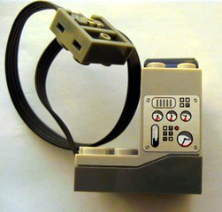 Electric Power Functions Receiver Unit with Dark Bluish Gray Bottom with Gauges Pattern on Both Sides (Stickers) - Set 3677