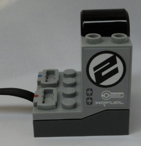 Electric Power Functions Receiver Unit with Dark Bluish Gray Bottom with Number 2, 'RACE' and 'XRFUEL' Pattern on Both Sides (Stickers) - Set 42095