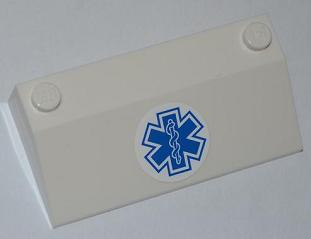 Slope 33 3 x 6 without Inner Walls with Blue EMT Star of Life Pattern on White Background (Sticker) - Set 4431