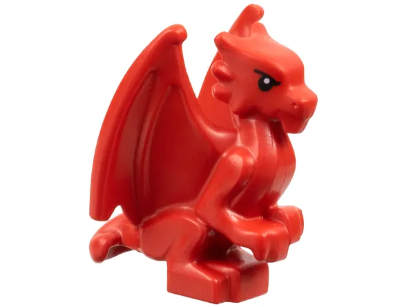 Dragon, Baby, Perched with Folded Wings with Black Eyes and Eyebrows Pattern