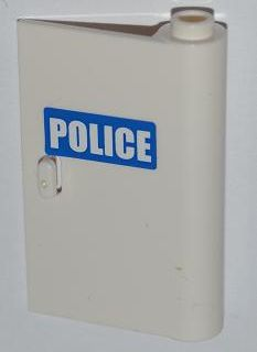 Door 1 x 3 x 4 Right - Open Between Top and Bottom Hinge with White 'POLICE' on Blue Background Pattern (Sticker) - Set 7286