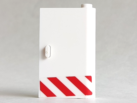 Door 1 x 3 x 4 Right - Open Between Top and Bottom Hinge with Red Danger Stripes Pattern (Sticker) - Set 60023