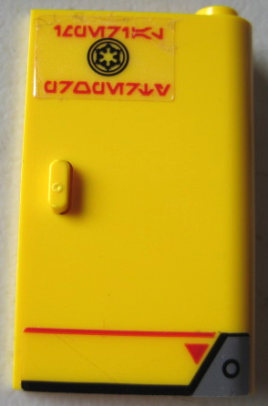 Door 1 x 3 x 4 Right - Open Between Top and Bottom Hinge with SW Imperial Logo, Red Line, Triangle and Aurebesh Characters 'IMPERIAL PROPERTY' Pattern (Sticker) - Set 75219