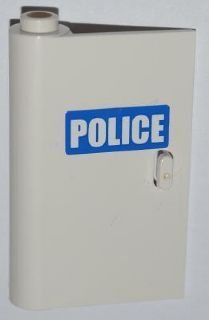 Door 1 x 3 x 4 Left - Open Between Top and Bottom Hinge with White 'POLICE' on Blue Background Pattern (Sticker) - Set 7286