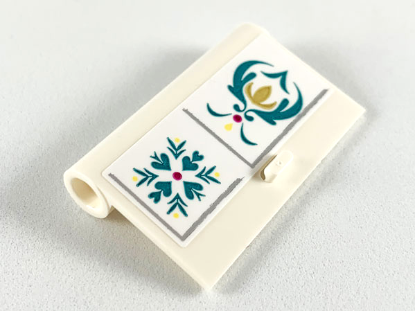 Door 1 x 3 x 4 Left - Open Between Top and Bottom Hinge with Ornate Arendelle Crest Flower Pattern (Sticker) - Set 41167
