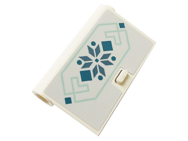 Door 1 x 3 x 4 Left - Open Between Top and Bottom Hinge with Metallic Light Blue Snowflake, Squares and Lines Pattern (Sticker) - Set 43197