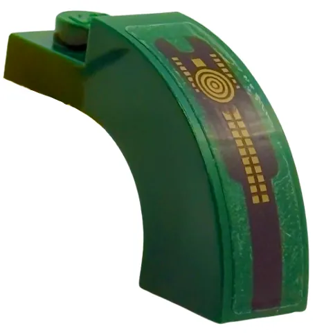 Arch 1 x 3 x 1 2/3 Curved Top with Black Stripe and Panel with Gold Circles and Squares Pattern (Sticker) - Set 75691