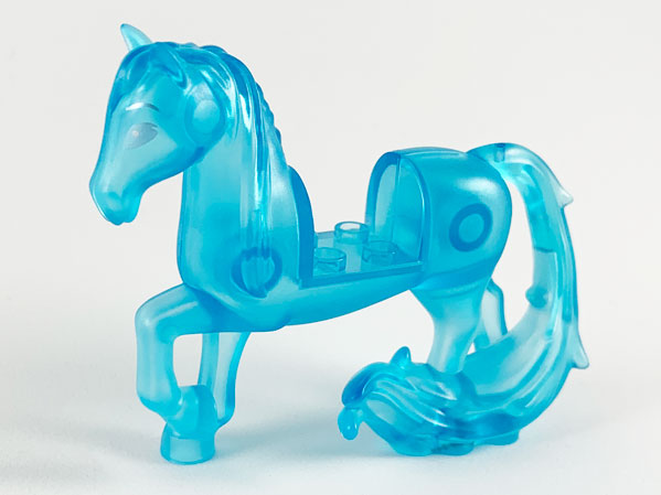 Horse, Friends Style with 2 x 2 Cutout, Long Swooshy Tail with Metallic Light Blue Eyes Pattern (Disney Nokk)