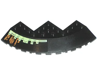 Brick, Round Corner 10 x 10 with Slope 33 Edge, Axle Hole, Facet Cutout with Light Bars and Alien Characters Pattern Model Left (Sticker) - Set 7699