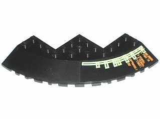 Brick, Round Corner 10 x 10 with Slope 33 Edge, Axle Hole, Facet Cutout with Light Bars and Alien Characters Pattern Model Right (Sticker) - Set 7699