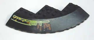 Brick, Round Corner 10 x 10 with Slope 33 Edge, Axle Hole, Facet Cutout with Light Bars and Alien Characters Pattern Model Left (Sticker) - Set 7691