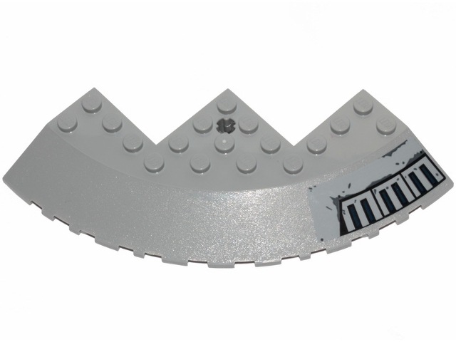 Brick, Round Corner 10 x 10 with Slope 33 Edge, Axle Hole, Facet Cutout with SW Dark Blue Stripes Pattern Model Right Side (Sticker) - Set 75233