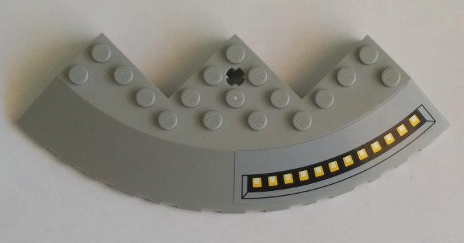 Brick, Round Corner 10 x 10 with Slope 33 Edge, Axle Hole, Facet Cutout with SW Outlet Nozzles Pattern Model Left Side (Sticker) - Set 75042