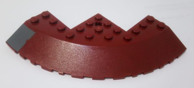 Brick, Round Corner 10 x 10 with Slope 33 Edge, Axle Hole, Facet Cutout with Worn Dark Bluish Gray Rectangle Pattern Model Left Side (Sticker) - Set 75060