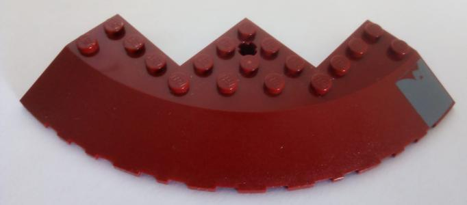 Brick, Round Corner 10 x 10 with Slope 33 Edge, Axle Hole, Facet Cutout with Worn Dark Bluish Gray Rectangle Pattern Model Right Side (Sticker) - Set 75060