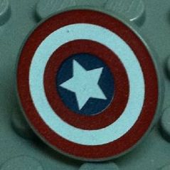 Minifigure, Shield Circular / Round Flat Face with Red and White Concentric Rings, Star in Dark Blue Circle Pattern (Captain America)