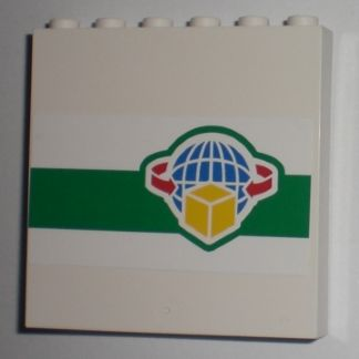 Panel 1 x 6 x 5 with Box and Arrows and Globe on Green Stripe Pattern (Sticker) - Set 7733
