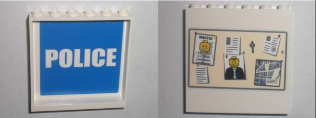 Panel 1 x 6 x 5 with White 'POLICE' on Blue Background Inside and Bulletin Board on Outside Pattern (Stickers) - Set 7744