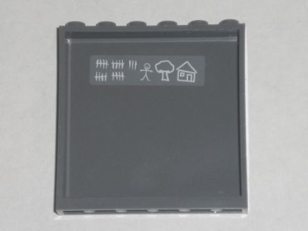 Panel 1 x 6 x 5 with Stick Figure, House, Tree, and Tally Marks on Inside Pattern (Sticker) - Set 7744