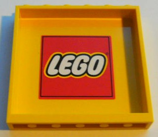 Panel 1 x 6 x 5 with LEGO Logo with Red Border Pattern on Inside (Sticker) - Set 7939