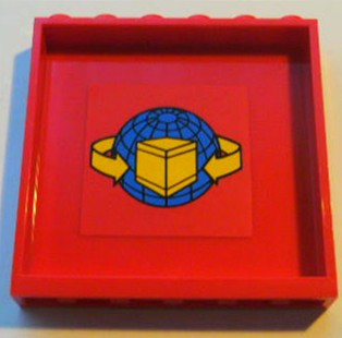Panel 1 x 6 x 5 with Box and Arrows and Globe Pattern on Red Background Pattern (Sticker) - Sets 7939 / 7992 / 7994